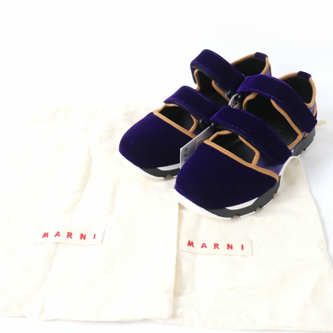 Marni(マルニ)の未使用品☆定価83600円 MARNI マルニ SNZW000303 Bimba ベロア・サテン ベルクロサンダル/シューズ パープル 38 レディース 伊製 保存袋付 レディースの靴/シューズ(サンダル)の商品写真