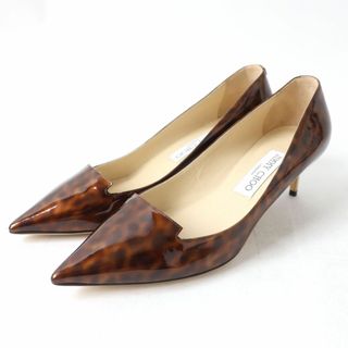 ジミーチュウ(JIMMY CHOO)の極美品☆JIMMY CHOO ジミーチュウ 151 ALLURE レオパード柄 ポインテッドトゥ パテントレザー パンプス ブラウン系 37 伊製 箱・保存袋付き(ハイヒール/パンプス)