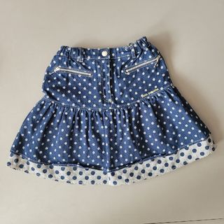 pom ponette - 美品☆ポンポネット ティアード デニムスカート ドット 水玉 130