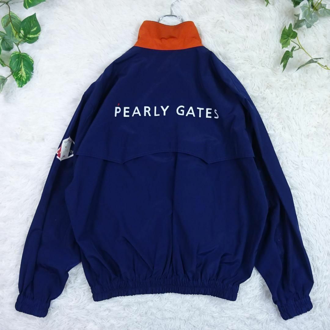 PEARLY GATES(パーリーゲイツ)のパーリーゲイツ　ナイロンジャケット　ビッグロゴ　L　ネイビー　日本製 メンズのジャケット/アウター(ナイロンジャケット)の商品写真