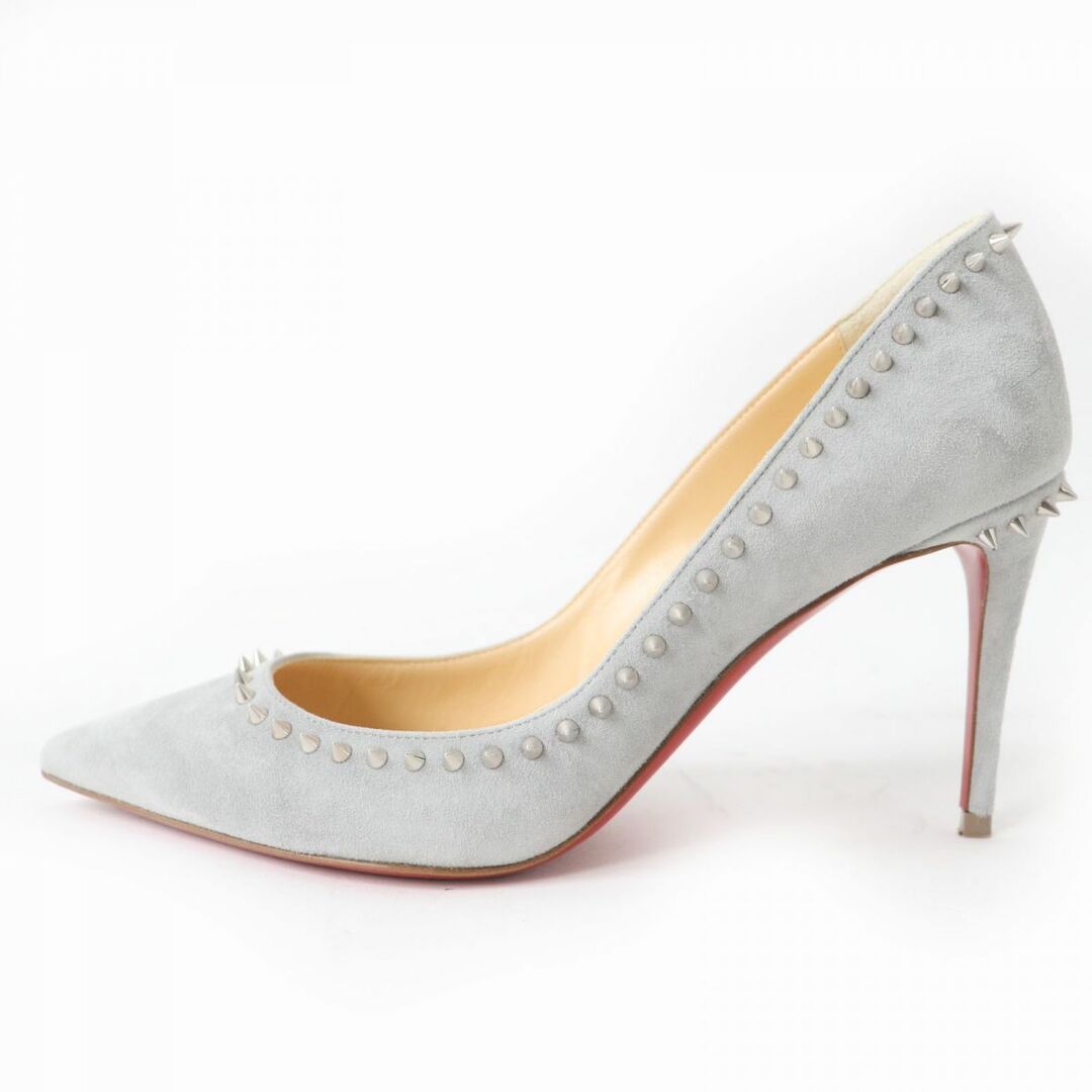 Christian Louboutin(クリスチャンルブタン)の美品☆クリスチャンルブタン ANJALINA 85 3160739 スパイクスタッズ付 スウェードレザー パンプス ライトグレー 35 1/2 伊製 箱・保存袋付 レディースの靴/シューズ(ハイヒール/パンプス)の商品写真