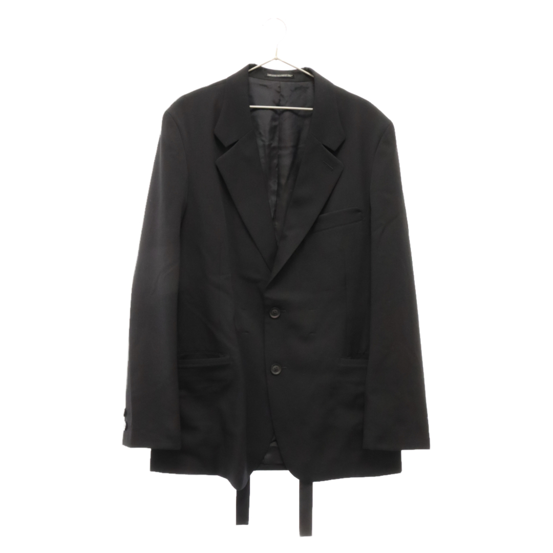 Yohji Yamamoto(ヨウジヤマモト)のYohji Yamamoto POUR HOMME ヨウジヤマモト プールオム フラップポケット ベルト付き 2Bテーラードジャケット ブラック HE-J62-100 メンズのジャケット/アウター(テーラードジャケット)の商品写真