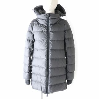 ヘルノ(HERNO)の極美品★正規品 2021年 HERNO ヘルノ PI0660D POLAR-TECH ロゴ金具・フード付  ZIP UP ダウンコート レディース グレー 灰色 40 シンプル◎(ダウンコート)