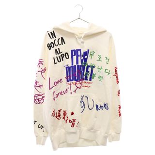 doublet ダブレット MESSAGE EMBROIDERY HOODIE メッセージ エンブロイダリー プルオーバーパーカー スウェットフーディ ホワイト 20AW33CS163(パーカー)