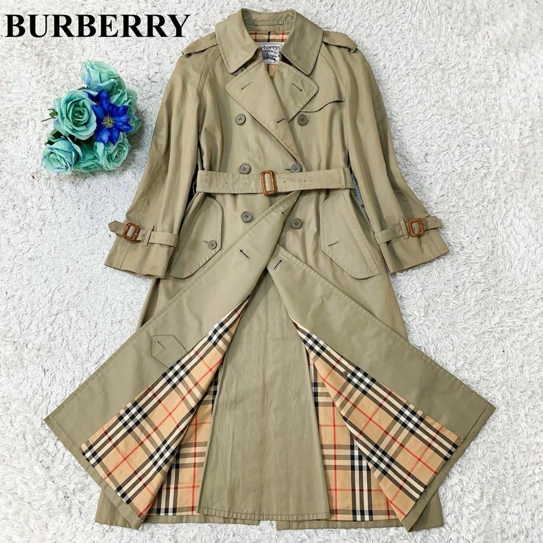 BURBERRY(バーバリー)のバーバリー　スプリングコート　ベルト　ノバチェック　ハニーベージュ　レディースL レディースのジャケット/アウター(トレンチコート)の商品写真