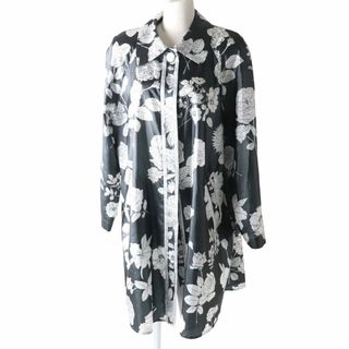 レオナール(LEONARD)の極美品★LEONARD FASHION レオナール ファッション 花柄 シェルボタン付 比翼仕立て スプリングコート レディース 黒×白 9AR 日本製 h07-st30324-961(スプリングコート)