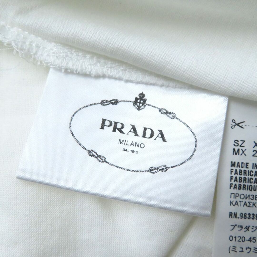 PRADA(プラダ)の極美品★正規品 プラダ 2018年 フロントフリル ロゴワッペン付 サイドスリット シルク切替 コットン チュニックワンピース マルチ XS 伊製 h04-st30317-961 レディースのワンピース(ロングワンピース/マキシワンピース)の商品写真