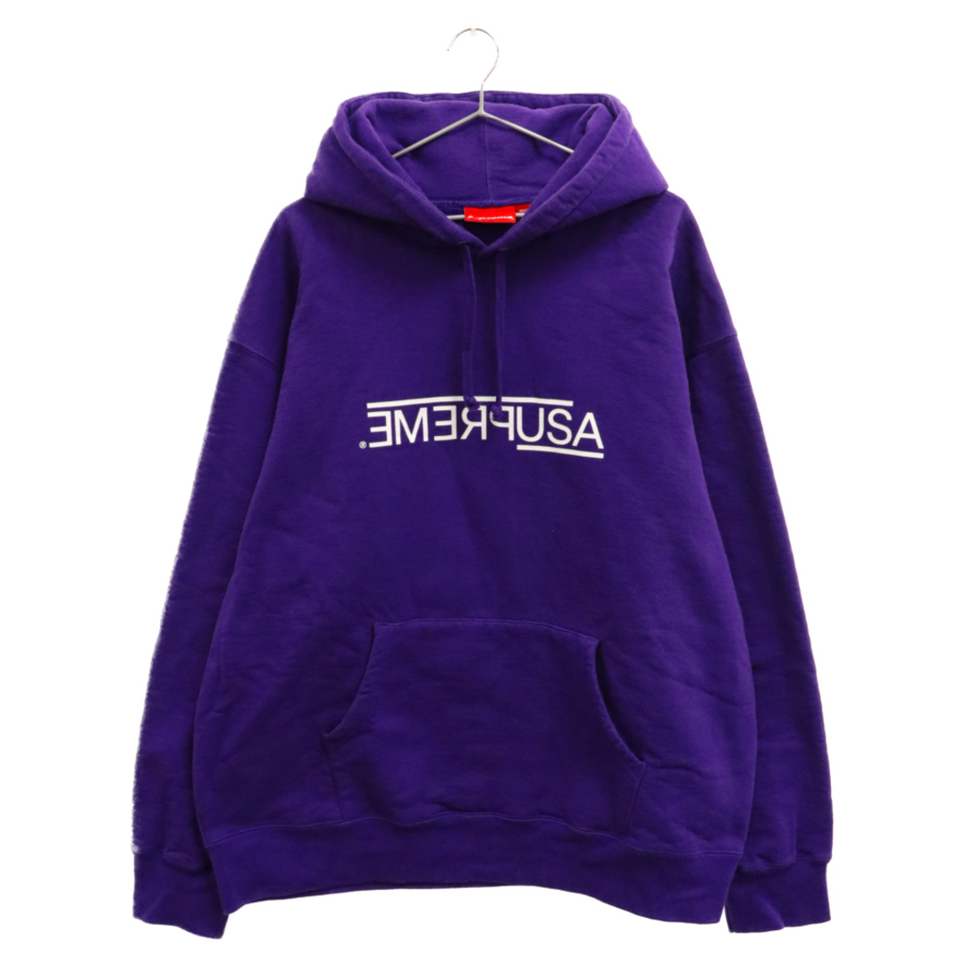 Supreme(シュプリーム)のSUPREME シュプリーム 21AW USA Hooded Sweatshirt ロゴプリント フーディスウェットパーカー パープル メンズのトップス(スウェット)の商品写真