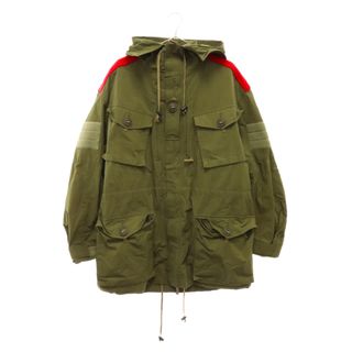 ジュンヤワタナベコムデギャルソン(JUNYA WATANABE COMME des GARCONS)のJUNYA WATANABE COMME des GARCONS ジュンヤワタナベ コムデギャルソン 21AW ニット切り替え フード付き ロングコート ミリタリージャケット カーキ WH-J023(フライトジャケット)