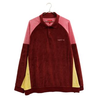 SUPREME シュプリーム 22AW Paneled Velour L/S Polo パネルベロア 長袖ポロシャツ ボルドー