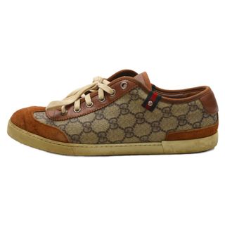 グッチ(Gucci)のGUCCI グッチ GGキャンバス スウェードレザー シェリーライン ローカットスニーカー ブラウン 7 222734(スニーカー)