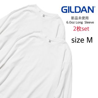 ギルタン(GILDAN)の【ギルダン】新品未使用 ウルトラコットン 無地 長袖Tシャツ 白 2枚 M(Tシャツ/カットソー(七分/長袖))