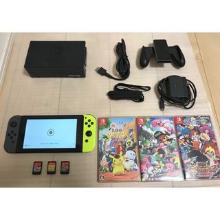 ニンテンドースイッチ(Nintendo Switch)のはる様専用✨画面美品2022年バッテリー強化版Switch本体一式＋ソフト3本付(家庭用ゲーム機本体)