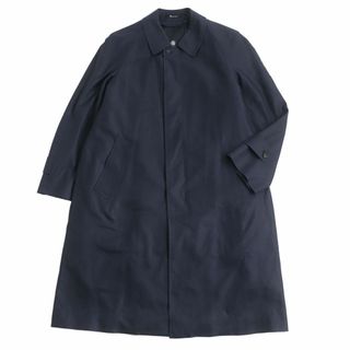 アクアスキュータム(AQUA SCUTUM)の美品□Aquascutum LONDON アクアスキュータム シルク100％ カシミヤライナー フライフロント ステンカラーコート ネイビー 36 日本製 正規(ステンカラーコート)