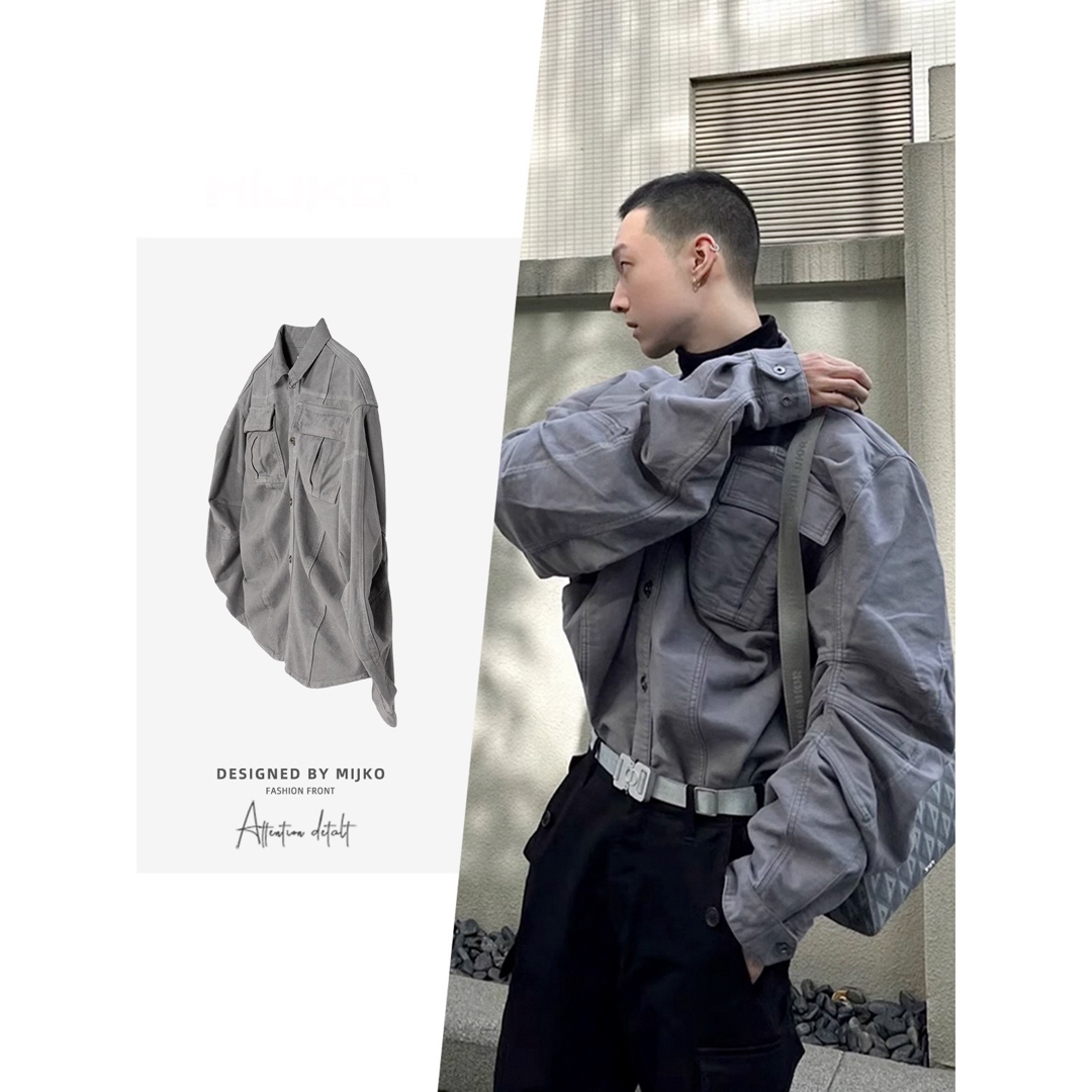 Rick Owens(リックオウエンス)の変形シルエット　デニム　シャツジャケット メンズのジャケット/アウター(Gジャン/デニムジャケット)の商品写真