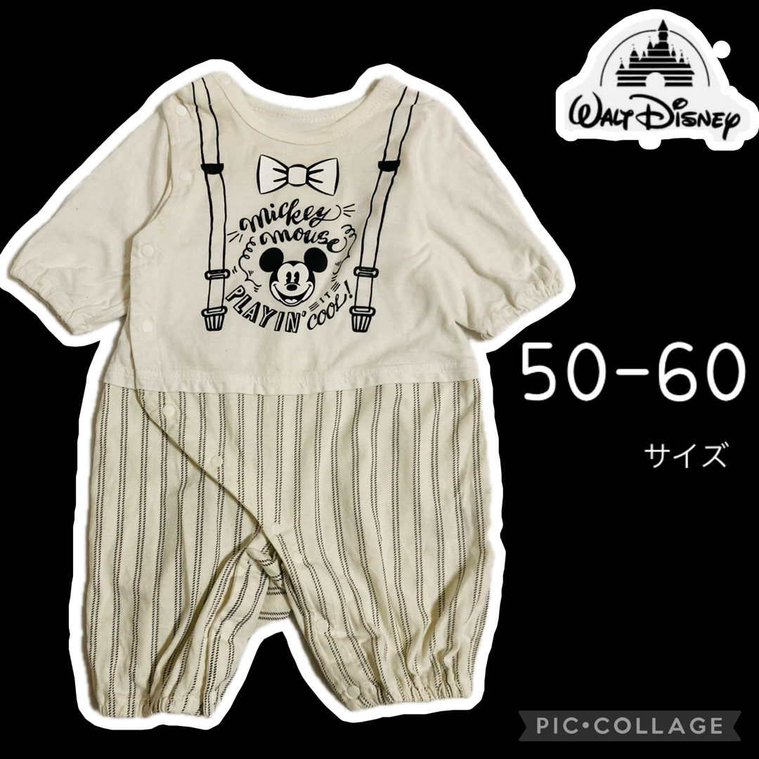 【Disney・蝶ネクタイ】2wayオール　ロンパース　50〜60サイズ キッズ/ベビー/マタニティのベビー服(~85cm)(ロンパース)の商品写真