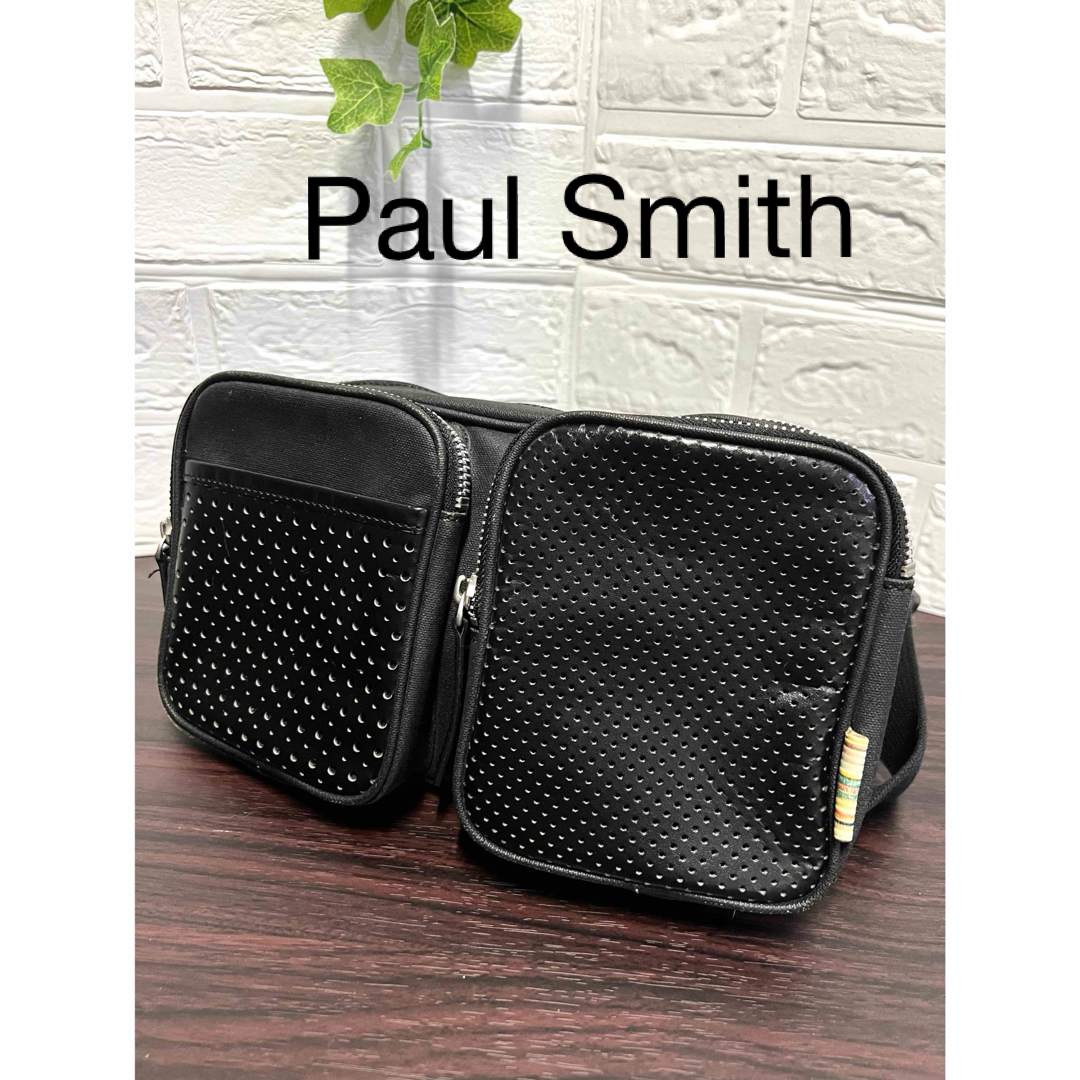 Paul Smith(ポールスミス)の【ポールスミス】ウエストポーチ ボディバッグ パンチングレザー マルチストライプ メンズのバッグ(ボディーバッグ)の商品写真