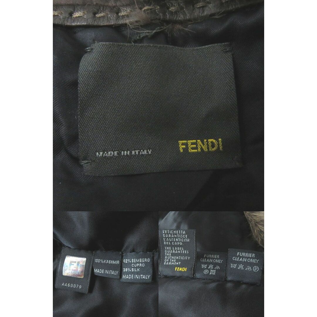 FENDI(フェンディ)の美品◎イタリア製 FENDI フェンディ レディース フォックス×カシミヤ100％ キャンディストール フリンジ付き 保管袋付き レディースのファッション小物(ストール/パシュミナ)の商品写真