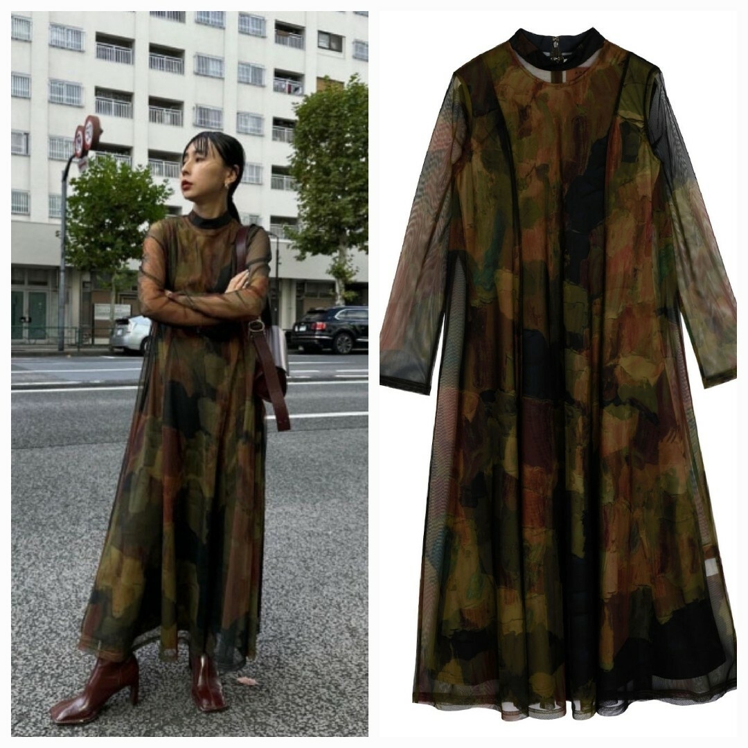 Ameri VINTAGE(アメリヴィンテージ)のAmeriVINTAGE 新作完売品 UND GYPSUM ART DRESS レディースのワンピース(ロングワンピース/マキシワンピース)の商品写真