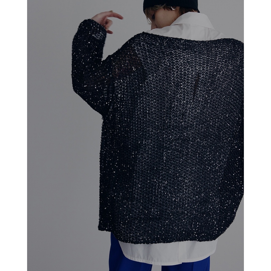 Ameri VINTAGE(アメリヴィンテージ)のGLITTER LOOSE FITTING KNIT TOP     BLACK レディースのトップス(ニット/セーター)の商品写真