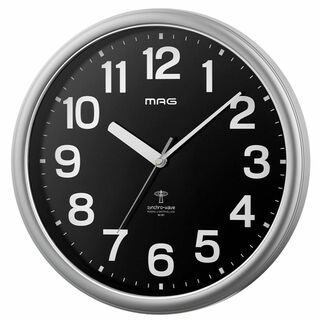 MAG(マグ) 掛け時計 電波時計 大型 アナログ ウェーブ420 シルバー W(置時計)