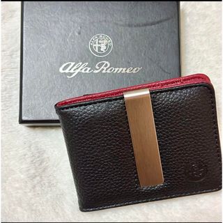 アルファロメオ(Alfa Romeo)の非売品！レア⭐︎ アルファロメオ　マネークリップ付　カードケース　牛革　折り財布(マネークリップ)