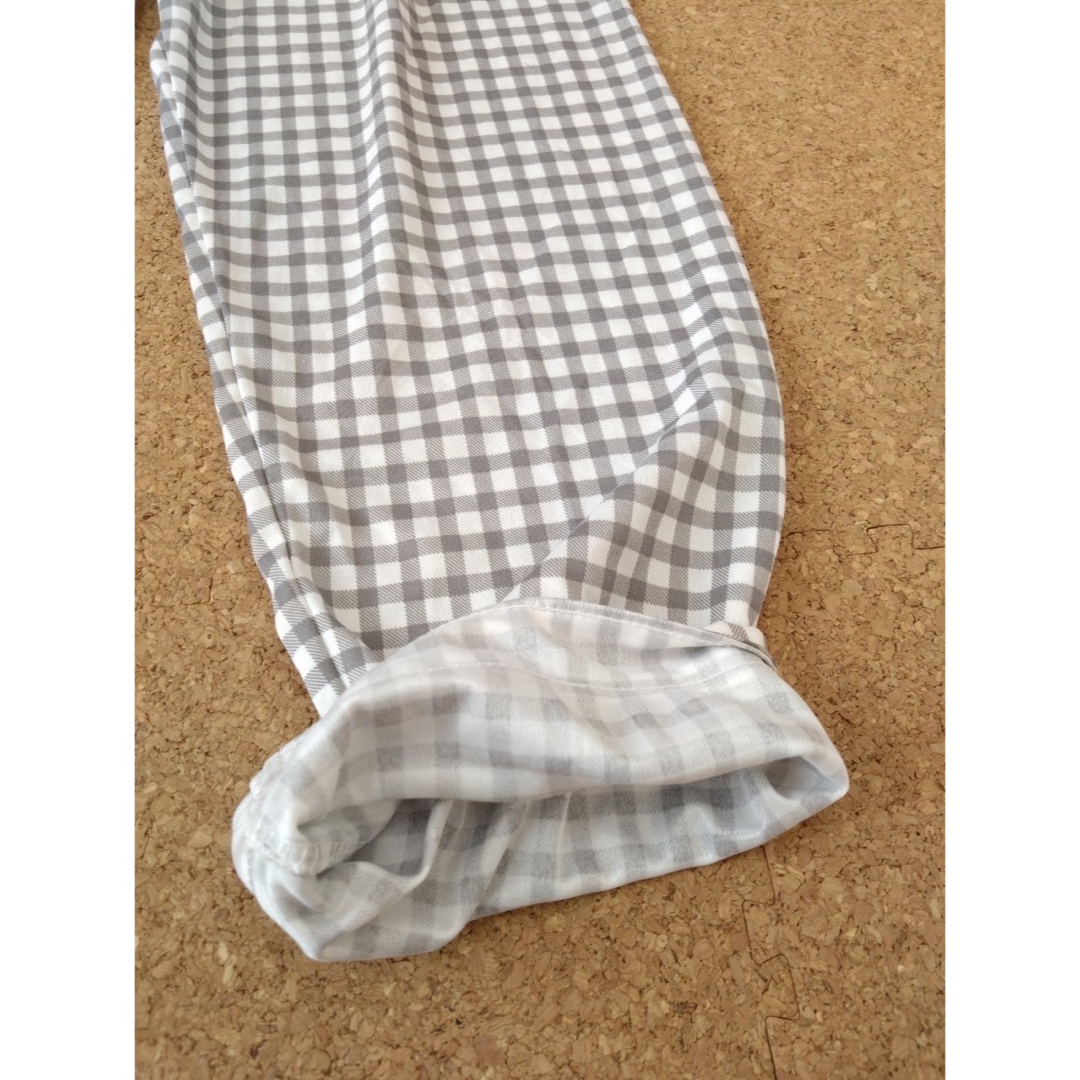 【SALE】グレー パジャマ ルームウェア 上下セット 薄手 長袖 チェック柄  レディースのルームウェア/パジャマ(パジャマ)の商品写真