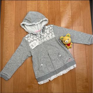 ミキハウス(mikihouse)の★ミキハウス★レースとフリルの可愛いパーカー★110★グレー★新品★トレーナー地(ジャケット/上着)