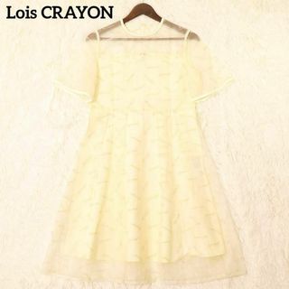 Lois CRAYON ロイスクレヨン ロゴ 刺繍 オーガンジー 半袖ワンピース(ミニワンピース)