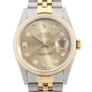 ロレックス(ROLEX)のロレックス デイトジャスト 10Pダイヤ 16233G シャンパン T番 メンズ 中古 腕時計(腕時計(アナログ))