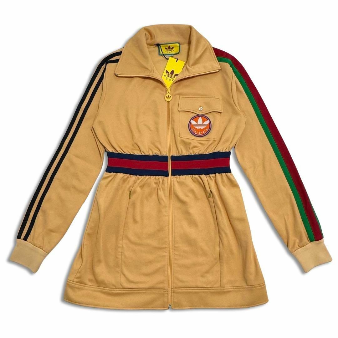 Gucci(グッチ)のグッチ アディダス コラボ スウェット  アウター　ロング　ワンピース ジャージ レディースのワンピース(ひざ丈ワンピース)の商品写真