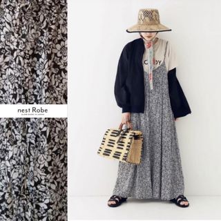 ネストローブ(nest Robe)のnest Robe ヘンプ BLACK FLOWER ワンピース(ロングワンピース/マキシワンピース)