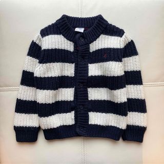 プチバトー(PETIT BATEAU)のPETIT BATEAU ボーダーニットカーディガン 24m(カーディガン/ボレロ)