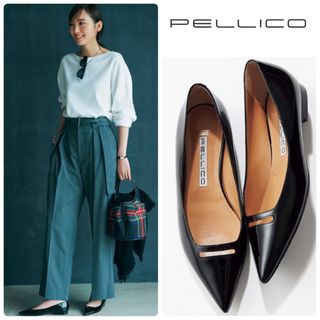 ペリーコ(PELLICO)のOggi掲載　ペリーコ　ANELLI フラット　パンプス　新品　ブラック　24(ハイヒール/パンプス)