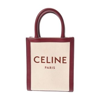 セリーヌ(celine)のセリーヌ  ミニバーティカルカバ ハンドバッグ ボルドー/ベージュ(ハンドバッグ)