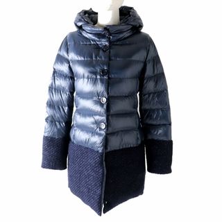 タトラス(TATRAS)の良品◎18AW HERNO ヘルノ PI0052G-12017-9200 ツイード切替 ロゴ・フード付 ダウンコート ダークネイビー キッズ 14A (レディース約S)(ダウンコート)