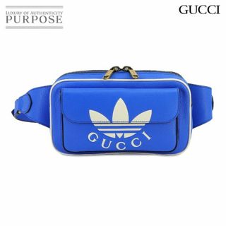 グッチ(Gucci)の未使用 展示品 グッチ GUCCI アディダス ベルト バッグ ボディ ウエスト ポーチ ブルー ホワイト ゴールド 金具 722141 VLP 90222212(ボディーバッグ)