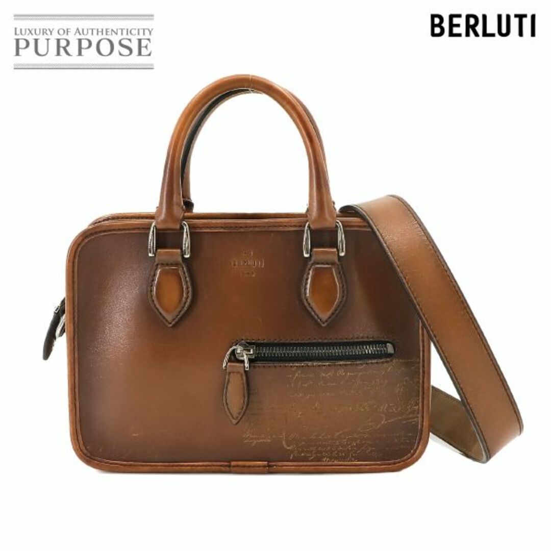 Berluti(ベルルッティ)のベルルッティ Berluti カリグラフィ アンジュール ガリバー 2way ハンド ショルダー バッグ ヴェネチアレザー ブラウン VLP 90223110 メンズのバッグ(ショルダーバッグ)の商品写真