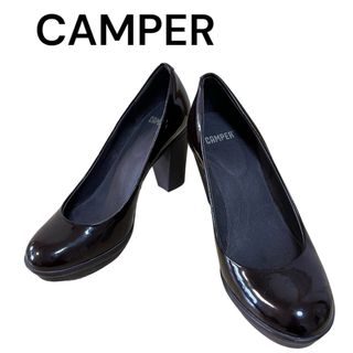 カンペール(CAMPER)のCAMPER★エナメルパンプス ヒール 焦げ茶 36(ハイヒール/パンプス)