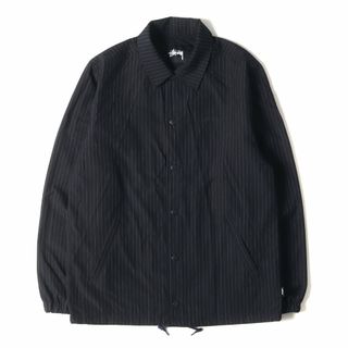 ステューシー(STUSSY)の美品 STUSSY ステューシー ジャケット サイズ:S ピンストライプ コーチジャケット ネイビー 紺 アウター ブルゾン 上着【メンズ】【中古】(その他)