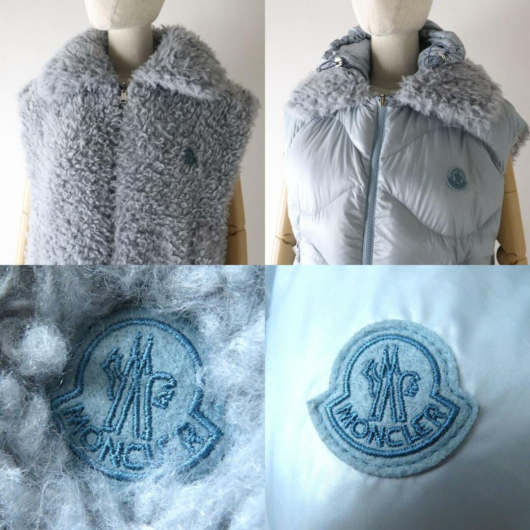 MONCLER(モンクレール)の極美◎正規品 22－23AW MONCLER モンクレール ACHARD アシャール エコファー リバーシブル ZIP ダウンベスト レディース ライトブルー 00 レディースのジャケット/アウター(ダウンベスト)の商品写真