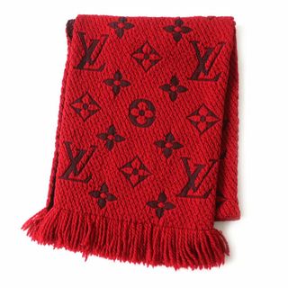 ルイヴィトン(LOUIS VUITTON)の美品◎正規品 19年 伊製 LOUIS VUITTON ルイヴィトン M72432 エシャルプ ロゴマニア シルク混 ニットマフラー モノグラム柄 ルビー 赤(マフラー/ショール)