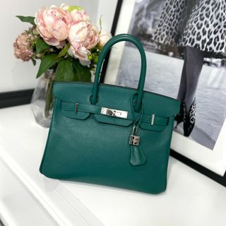 エルメス(Hermes)の美品 エルメス バーキン30 ヴォーエプソン マラカイト(ハンドバッグ)