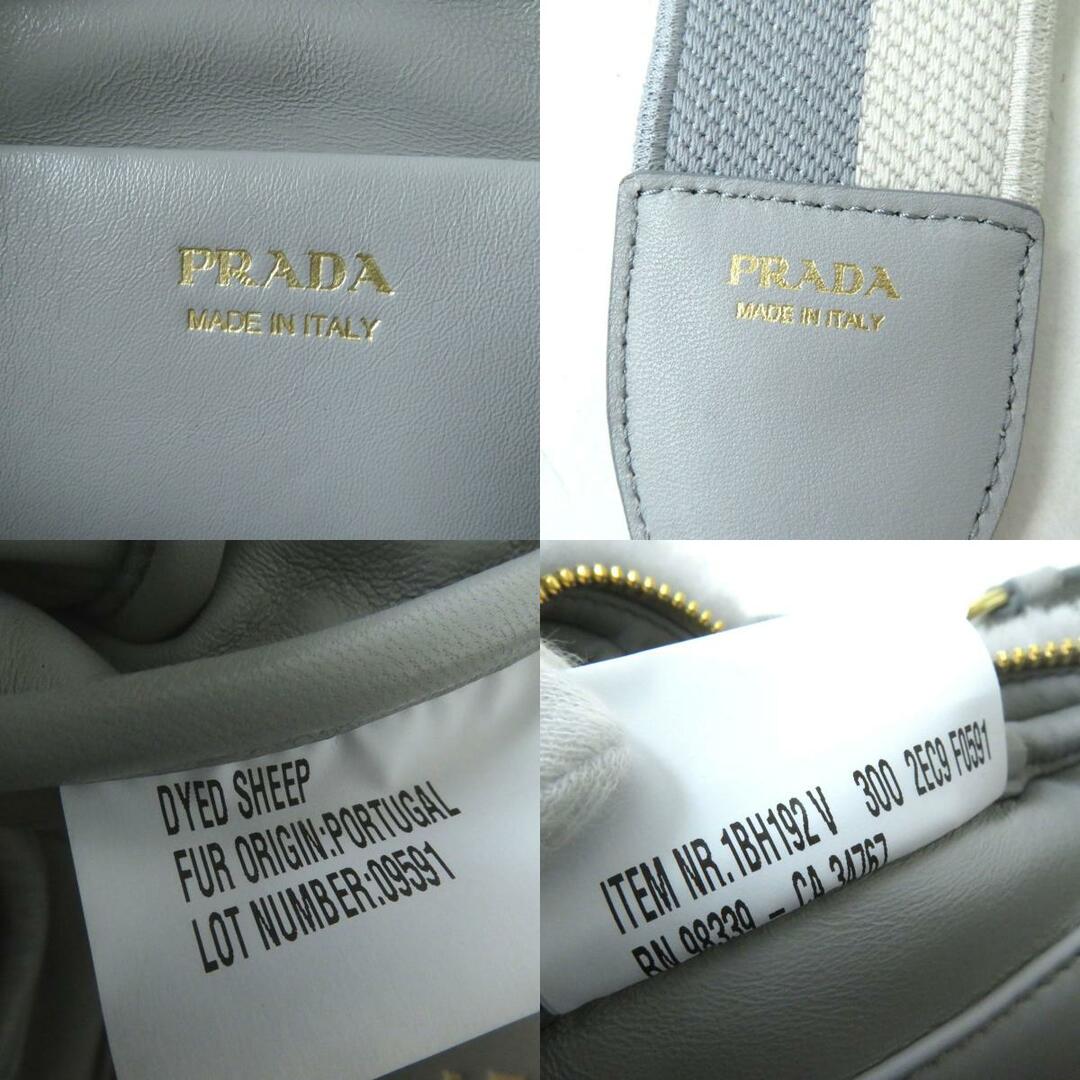 PRADA(プラダ)の未使用◎PRADA プラダ 1BH192 シアリング シープスキン 2WAY トライアングルロゴ ミニ ショルダーバッグ グレー×ゴールド金具 レディース レディースのバッグ(ショルダーバッグ)の商品写真