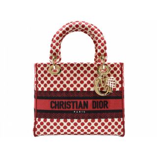 ディオール(Dior)のC.Dior　クリスチャン・ディオール　レディディオール ミディアムバッグ　M0565OBBEM933　キャンバス　レッド×ホワイト　ドット柄　ハンドバッグ　ショルダーバッグ　レディース　ショルダー付き　シンプル　ギフト　プレゼント包装可　【中古】　松山久万ノ台店(その他)