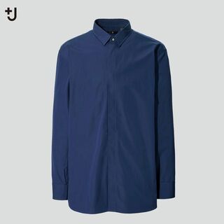 ユニクロ(UNIQLO)のユニクロ +J スーピマコットンレギュラーフィットシャツ（長袖）メンズ 紺 M(シャツ)