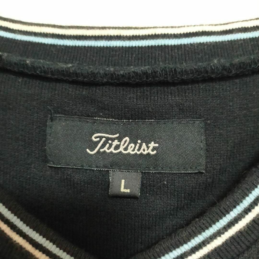 Titleist(タイトリスト)のタイトリスト ゴルフウェア 刺繍 ロゴ ニット ベスト メンズ ブラック L スポーツ/アウトドアのゴルフ(ウエア)の商品写真