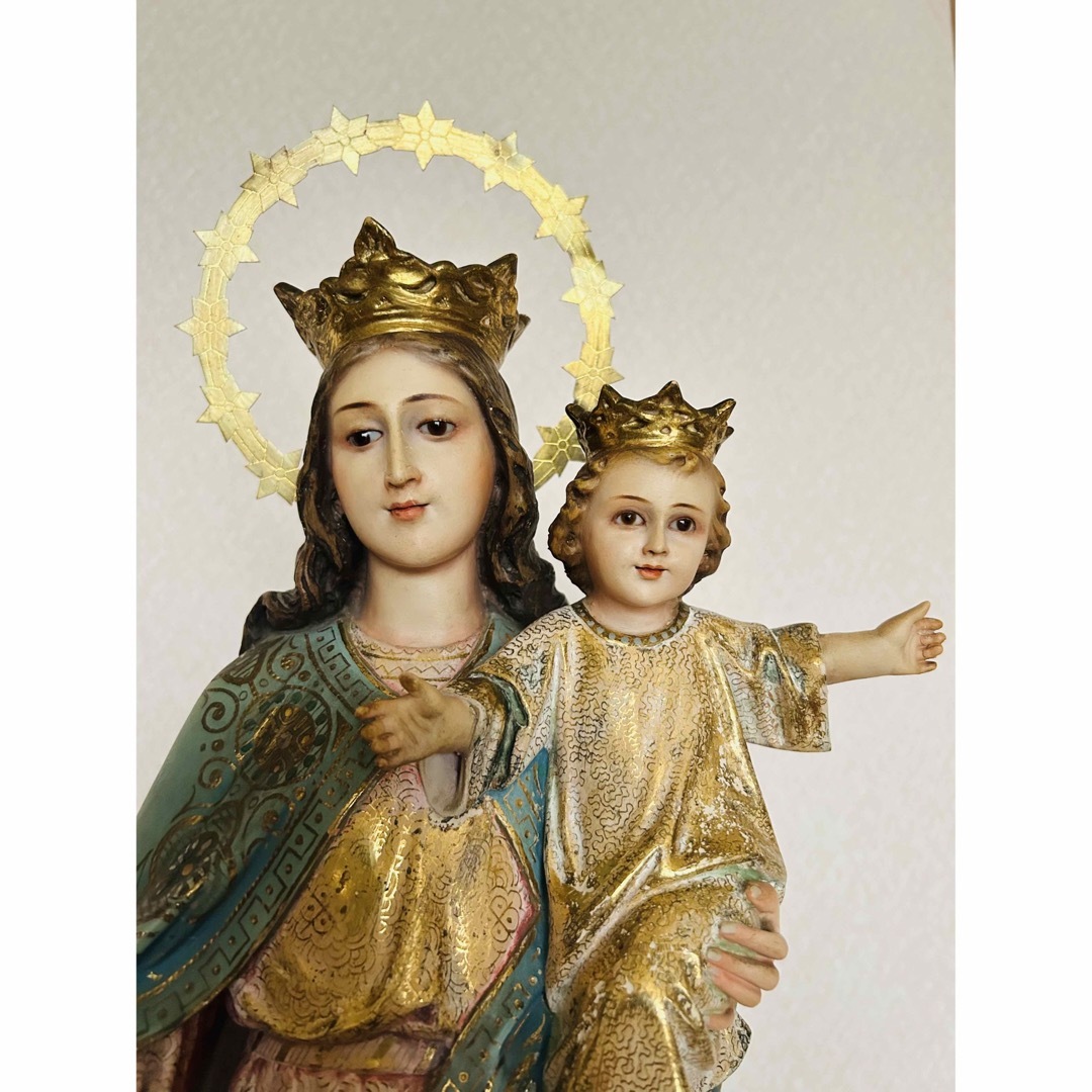 超超希少】✞イエズス様を抱く聖母マリア像 宗教彫刻 超超希少】✞イエズス様を抱く聖母マリア像 宗教彫刻