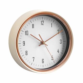 【色: アイボリーホワイト】KAZAROOM コンパクト 掛け時計 22cm 壁(置時計)