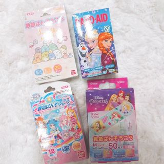 バンダイ(BANDAI)の新品 ばんそうこう4箱セット ディズニープリンセス・アナ雪・すみっコ・プリキュア(その他)